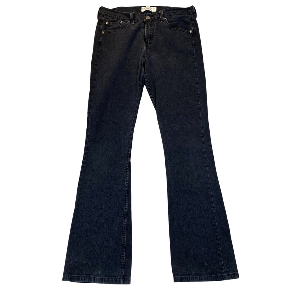 Levis Strauss Signature Jeans Misses 10 Long Bootcut Stretch Denim Black Cotton